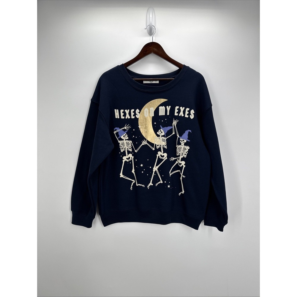Wound Up Unisex Adults Hexes On My Exes Halloween Skeleton Sweatshirt XL